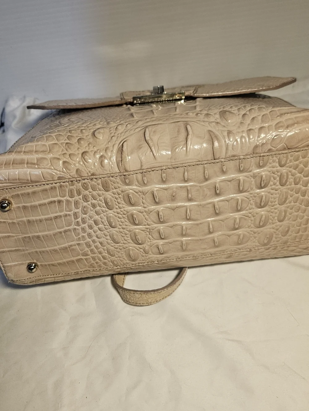 Brahmin Brinley Silk Croc Embossed Leather Satchel Top Handle Crossbody Purse